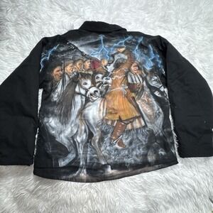 Timberland PRO Jacket Custom GHENGIS KAHN ARTWORK Hand Painted Canvas Shell Sz L